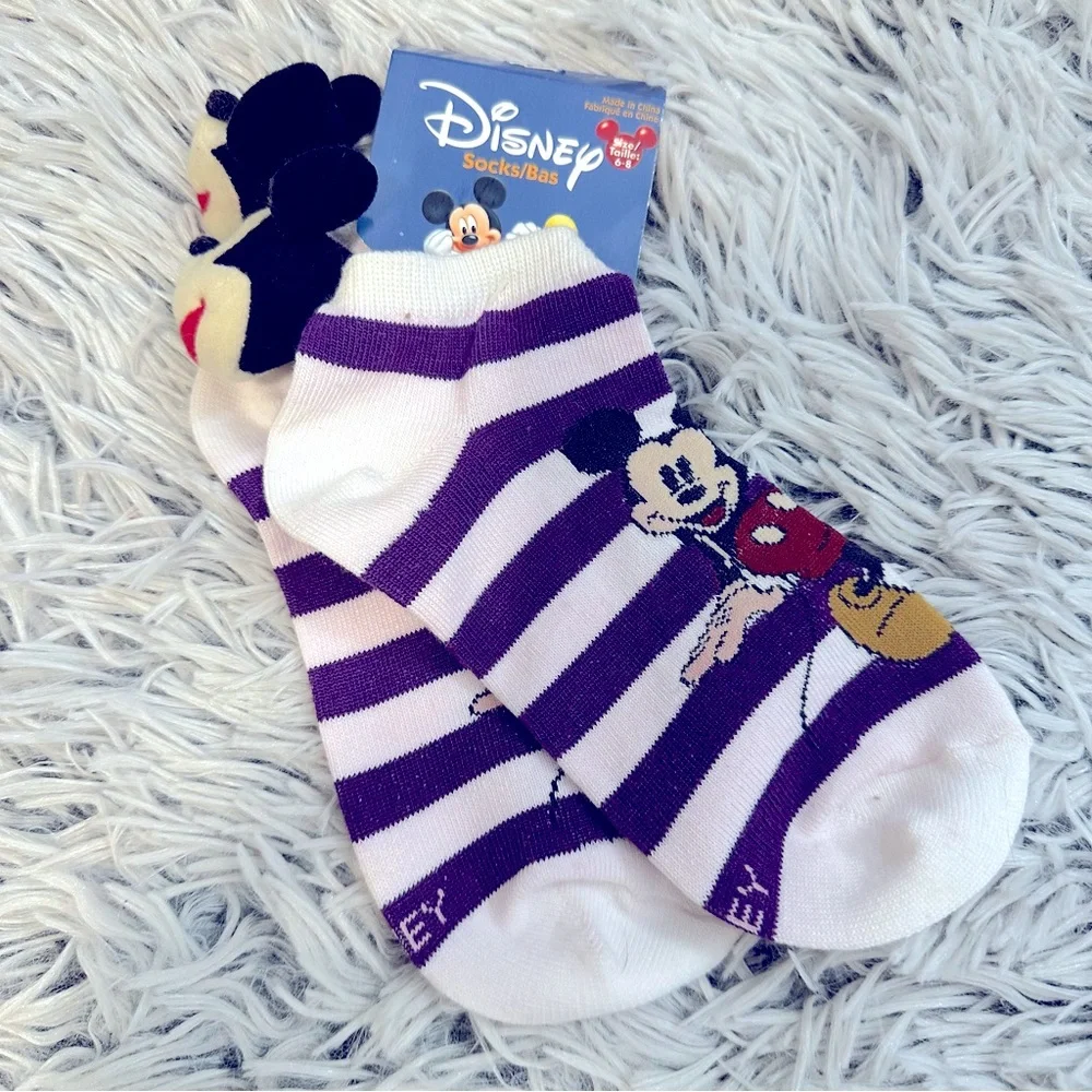 🆓FREE with purchase! Disney Mickey Mouse Striped Ankle Socks NWT